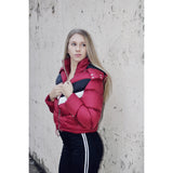 Chevron Cropped Color block Puffer Jacket