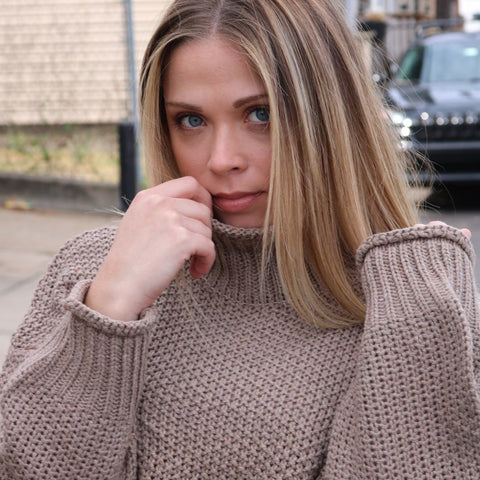 turtle neck woven sweater